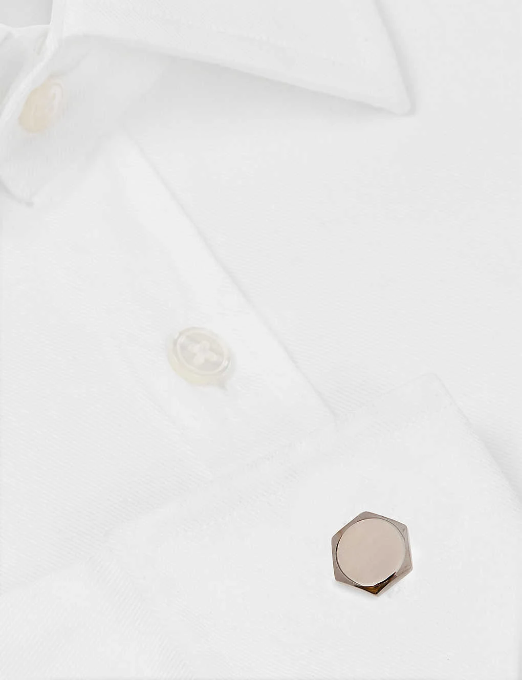 Hexagon Button Rhodium Cufflinks 2 Hexagon Button Rhodium Cufflinks - Image 2