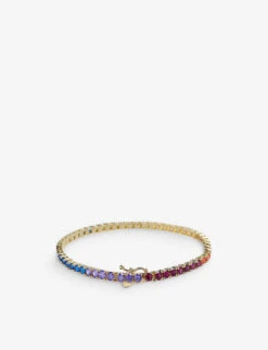 Rainbow Yellow-gold Plated Vermeil Sterling-silver And 3.05ct Cubic Zirconia Tennis Bracelet