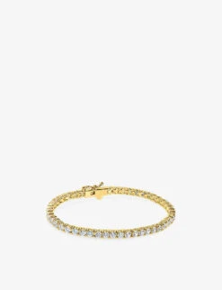 Vianne Yellow-gold Plated Vermeil Sterling-silver And Cubic Zirconia Tennis Bracelet