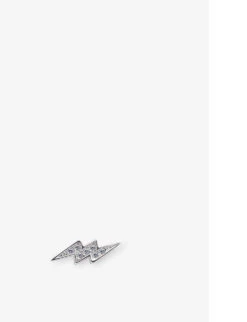 Lightning Sterling Silver And Cubic Zirconia Single Stud Earring