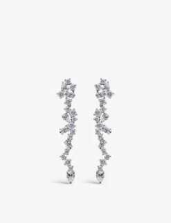 Solange Cluster Sterling-silver And Cubic Zirconia Drop Earrings