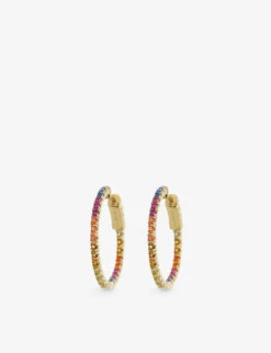 Rainbow Yellow-gold Vermeil-plated Sterling-silver And Cubic Zirconia Hoop Earrings
