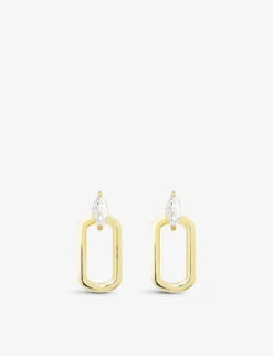 Tori Yellow-gold Vermeil-plated Sterling-silver And Cubic Zirconia Hoop Earrings