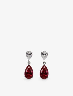 Arabella 9ct White-gold And Ruby Drop Earrings