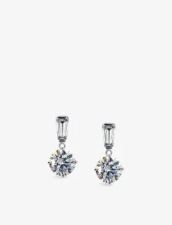Athena 9ct White-gold And Cubic Zirconia Drop Earrings