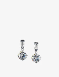 Athena 9ct White-gold And 2.0ct Cubic Zirconia Drop Earrings