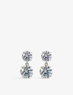 Gia 9ct White-gold And 6.00ct Cubic Zirconia Drop Earrings