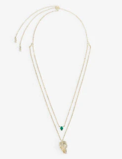 Sabal Palm Yellow-gold Vermeil-plated Sterling-silver And Cubic Zirconia Necklace