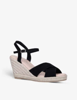 KG Kurt Geiger Purdy 2 Cross-strap Wedge-heel Suede Espadrille Sandals -Kurtgeiger Store R04149987 BLACK ALT02