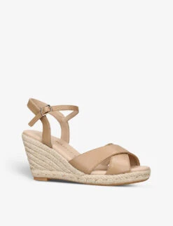 KG Kurt Geiger Purdy 2 Cross-strap Wedge-heel Leather Espadrille Sandals 6 KG Kurt Geiger Purdy 2 Cross-strap Wedge-heel Leather Espadrille Sandals -Kurtgeiger Store R04149989 CAMEL ALT02