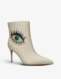 Kurt Geiger London Belgravia Eye Crystal-embellished Leather Heeled Ankle Boots -Kurtgeiger Store R04153036 BONE ALT02