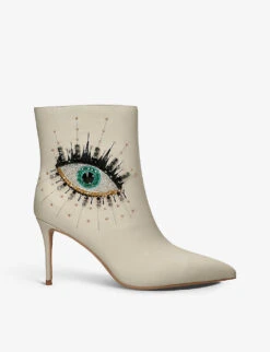 Kurt Geiger London Belgravia Eye Crystal-embellished Leather Heeled Ankle Boots