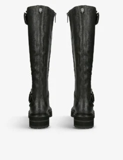 Kurt Geiger London Hackney Buckle-embellished Leather Knee-high Boots 5 Kurt Geiger London Hackney Buckle-embellished Leather Knee-high Boots -Kurtgeiger Store R04153042 BLACK ALT02