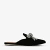 Kurt Geiger London Olive Bow Crystal-embellished Velvet Flat Mules