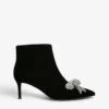 Kurt Geiger London Belgravia Bow Crystal-embellished Velvet Heeled Ankle Boots