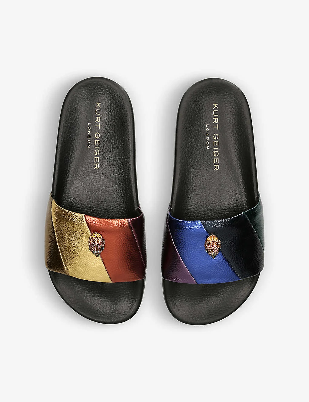 Kurt Geiger London Meena Eagle Metallic Faux-leather Sliders 2 Kurt Geiger London Meena Eagle Metallic Faux-leather Sliders - Image 2