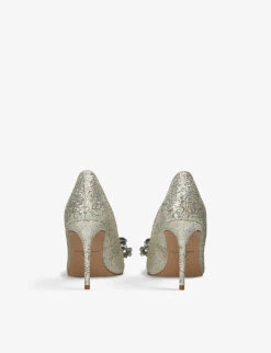 Kurt Geiger London Belgravia Bow Glitter-embellished Woven Heeled Courts -Kurtgeiger Store R04153110 SILVERCOM ALT03
