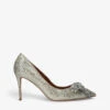 Kurt Geiger London Belgravia Bow Glitter-embellished Woven Heeled Courts