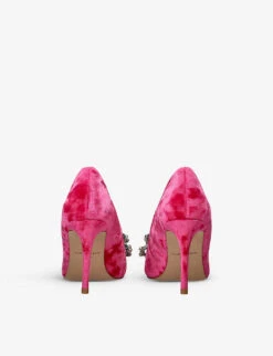 Kurt Geiger London Belgravia Bow Crystal-embellished Velvet Heeled Courts 7 Kurt Geiger London Belgravia Bow Crystal-embellished Velvet Heeled Courts -Kurtgeiger Store R04153111 PINK ALT03