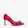 Kurt Geiger London Belgravia Bow Crystal-embellished Velvet Heeled Courts