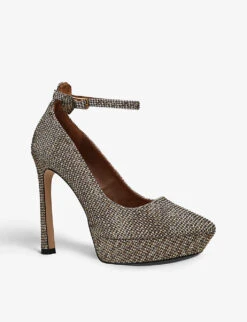 Kurt Geiger London Shoreditch Glitter-embellished Woven Platform Courts -Kurtgeiger Store R04153112 BEIGE ALT02