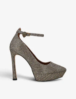 Kurt Geiger London Shoreditch Glitter-embellished Woven Platform Courts