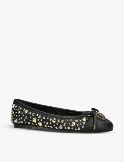 Kurt Geiger London Eagle Ballerina Crystal-embellished Leather Pumps 6 Kurt Geiger London Eagle Ballerina Crystal-embellished Leather Pumps -Kurtgeiger Store R04153115 BLACKCOMB ALT02