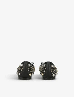 Kurt Geiger London Eagle Ballerina Crystal-embellished Leather Pumps 7 Kurt Geiger London Eagle Ballerina Crystal-embellished Leather Pumps -Kurtgeiger Store R04153115 BLACKCOMB ALT03