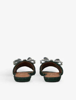 Kurt Geiger London Kensington Bow-embellished Velvet Sandals 7 Kurt Geiger London Kensington Bow-embellished Velvet Sandals -Kurtgeiger Store R04155643 DARKGREEN ALT03