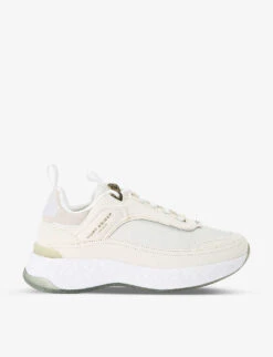 Kurt Geiger London Kensington Antique-brass Eagle-head Suede-leather Trainers