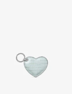 Heart Crocodile-embossed Grained-leather Keyring 3 Heart Crocodile-embossed Grained-leather Keyring -Kurtgeiger Store R04158271 POOLBLUE ALT01