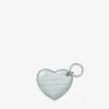 Heart Crocodile-embossed Grained-leather Keyring