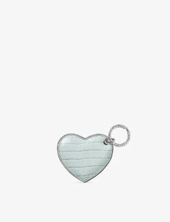 Heart Crocodile-embossed Grained-leather Keyring