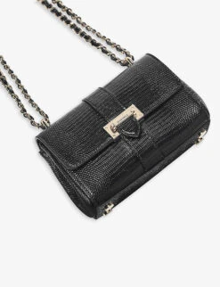 Lottie Lizard-embossed Leather Shoulder Bag -Kurtgeiger Store R04158314 BLACK ALT04
