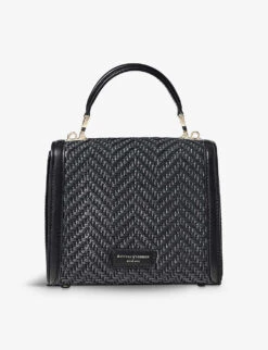 Mayfair Midi Chevron-woven Raffia And Leather Shoulder Bag -Kurtgeiger Store R04158315 BLACK ALT02