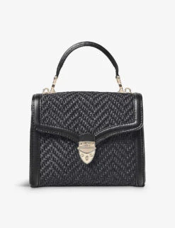 Mayfair Midi Chevron-woven Raffia And Leather Shoulder Bag -Kurtgeiger Store R04158315 BLACK ALT04