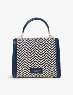 Mayfair Midi Chevron-weave Leather Shoulder Bag -Kurtgeiger Store R04158316 NAVY ALT02