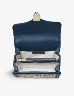 Mayfair Midi Chevron-weave Leather Shoulder Bag -Kurtgeiger Store R04158316 NAVY ALT03