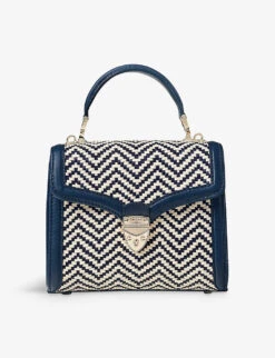 Mayfair Midi Chevron-weave Leather Shoulder Bag -Kurtgeiger Store R04158316 NAVY ALT04