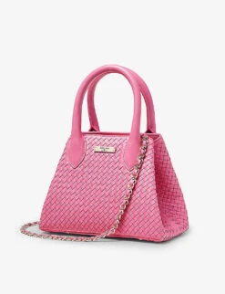 Paris Logo-badge Weave-detail Leather Bag 9 Paris Logo-badge Weave-detail Leather Bag -Kurtgeiger Store R04158337 PINK ALT03