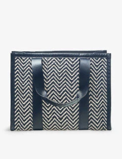 Henley Small Chevron-woven Leather Tote Bag -Kurtgeiger Store R04158345 NAVY ALT02