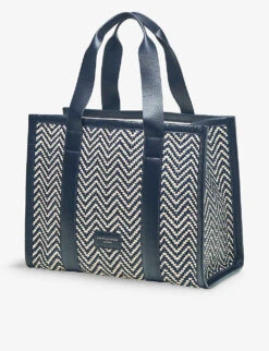 Henley Small Chevron-woven Leather Tote Bag -Kurtgeiger Store R04158345 NAVY ALT04