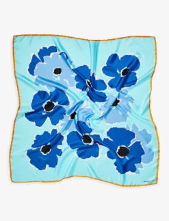 Floral-print Square Silk-twill Scarf -Kurtgeiger Store R04158367 BLUE ALT03