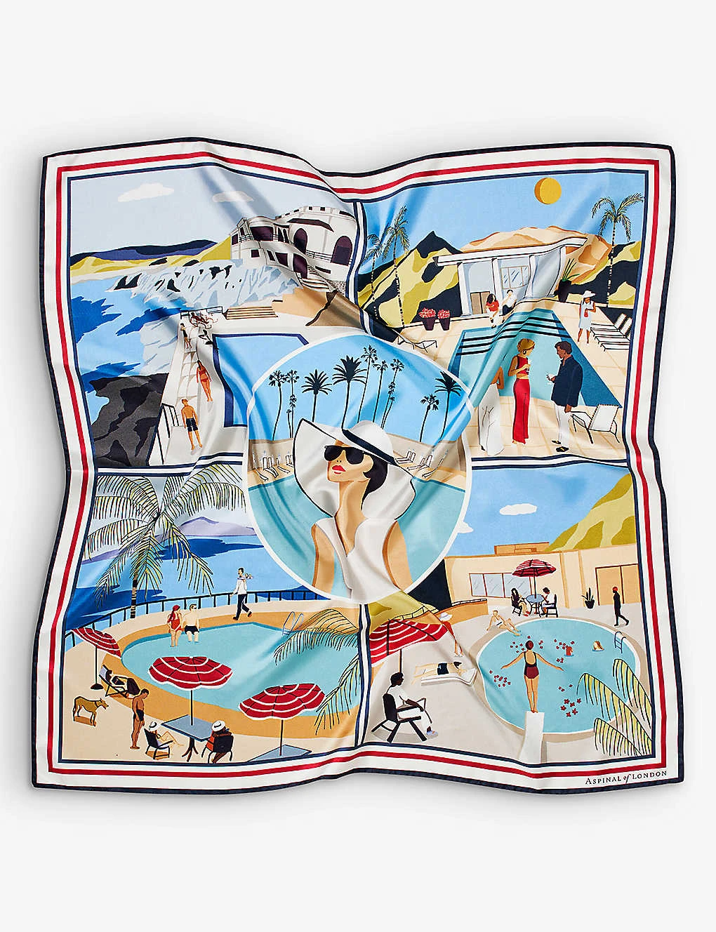 Pool Side Graphic-print Silk-twill Scarf 2 Pool Side Graphic-print Silk-twill Scarf - Image 2