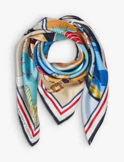 Pool Side Graphic-print Silk-twill Scarf