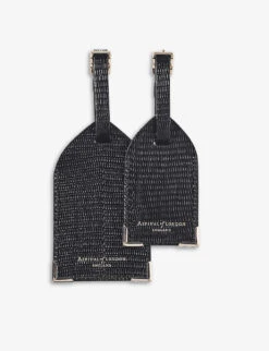 Logo-print Leather Luggage Tags Set Of Two