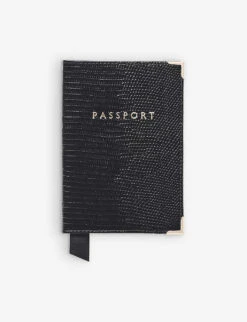 Logo-print Croc-embossed Leather Passport Cover