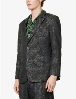 Patterned Single-breasted Notched-lapel Woven Blazer -Kurtgeiger Store R04162394 BLACK ALT02