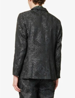 Patterned Single-breasted Notched-lapel Woven Blazer -Kurtgeiger Store R04162394 BLACK ALT03