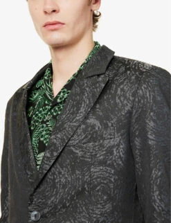 Patterned Single-breasted Notched-lapel Woven Blazer -Kurtgeiger Store R04162394 BLACK ALT04